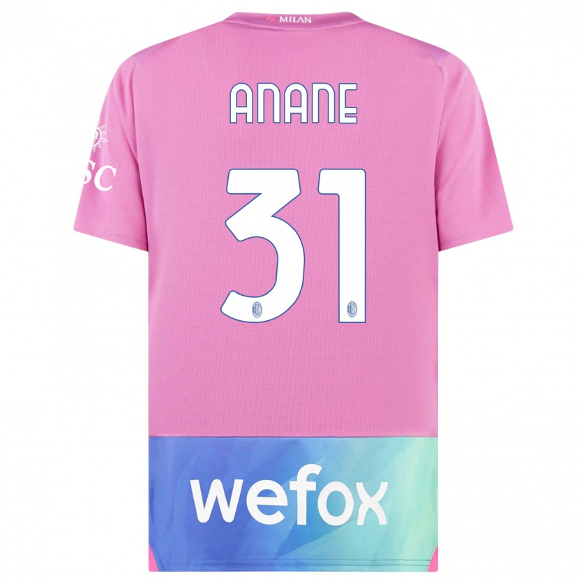 Kandiny Niño Camiseta Emmanuel Anane #31 Rosado Morado Equipación Tercera 2023/24 La Camisa