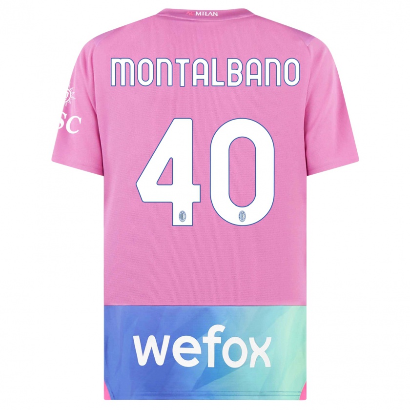 Kandiny Niño Camiseta Nicolo Montalbano #40 Rosado Morado Equipación Tercera 2023/24 La Camisa