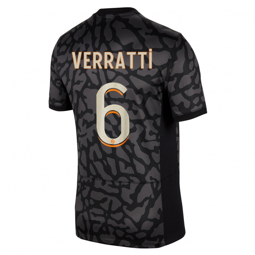 Kandiny Niño Camiseta Marco Verratti #6 Negro Equipación Tercera 2023/24 La Camisa México