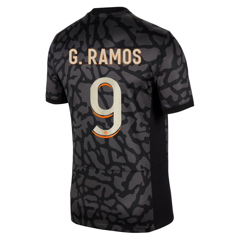 Kandiny Niño Camiseta Gonçalo Ramos #9 Negro Equipación Tercera 2023/24 La Camisa México