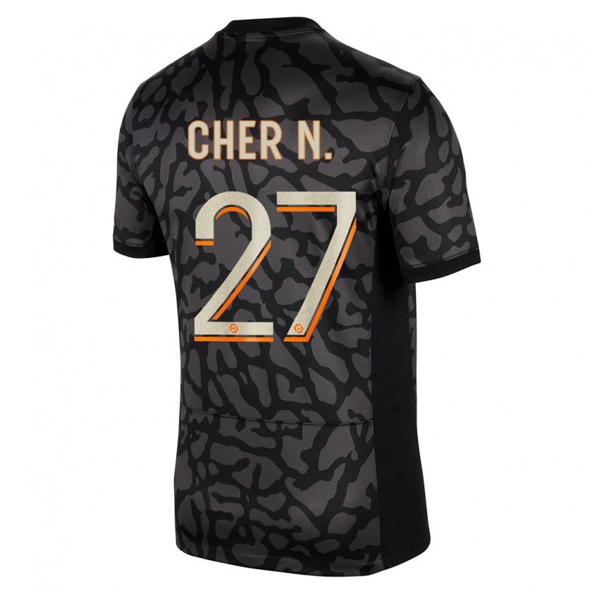 Kandiny Niño Camiseta Cher Ndour #27 Negro Equipación Tercera 2023/24 La Camisa México