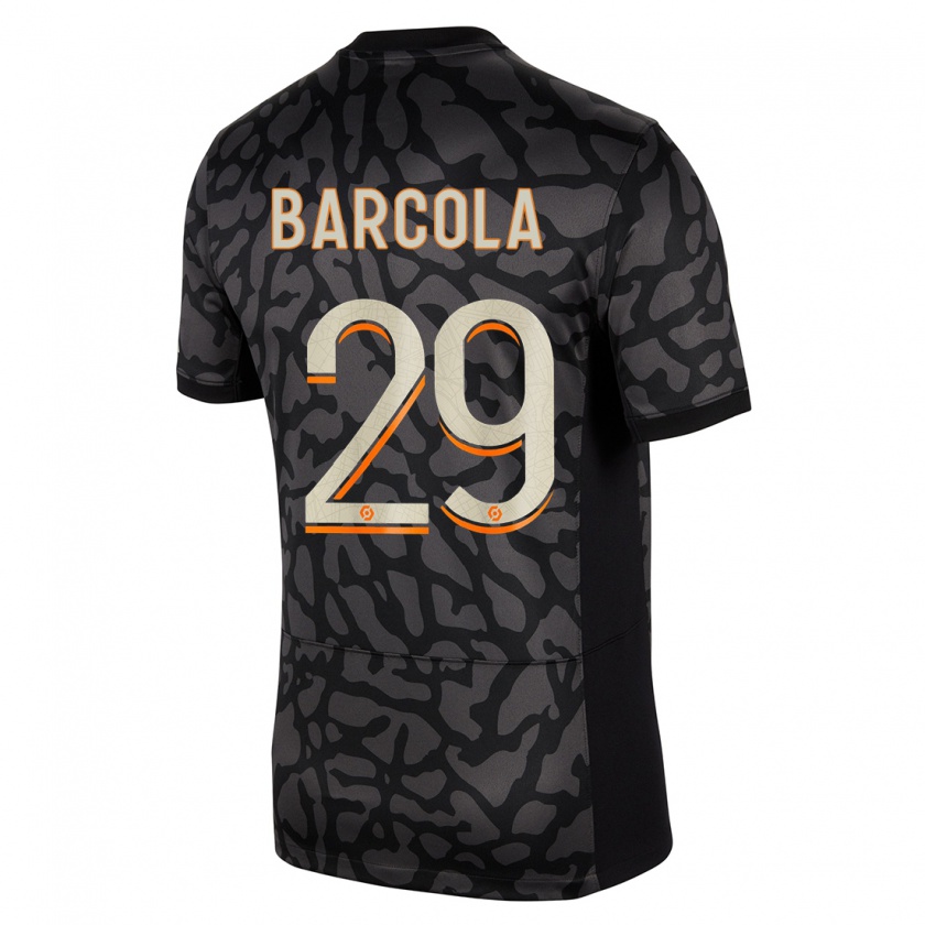 Kandiny Niño Camiseta Bradley Barcola #29 Negro Equipación Tercera 2023/24 La Camisa México