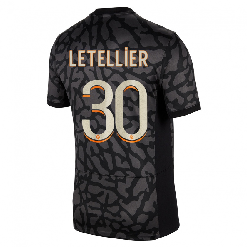 Kandiny Niño Camiseta Alexandre Letellier #30 Negro Equipación Tercera 2023/24 La Camisa México