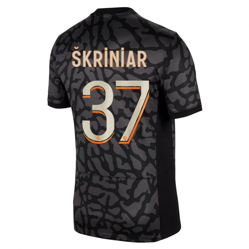 Kandiny Bambino Maglia Milan Skriniar #37 Nero Kit Gara Third 2023/24 Maglietta