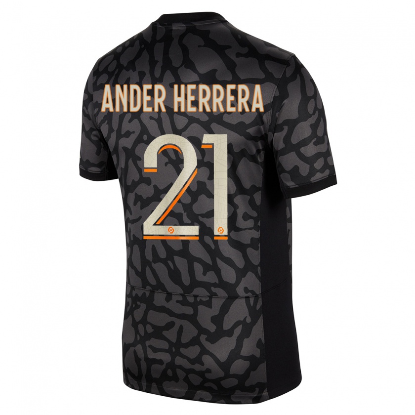 Kandiny Bambino Maglia Ander Herrera #21 Nero Kit Gara Third 2023/24 Maglietta