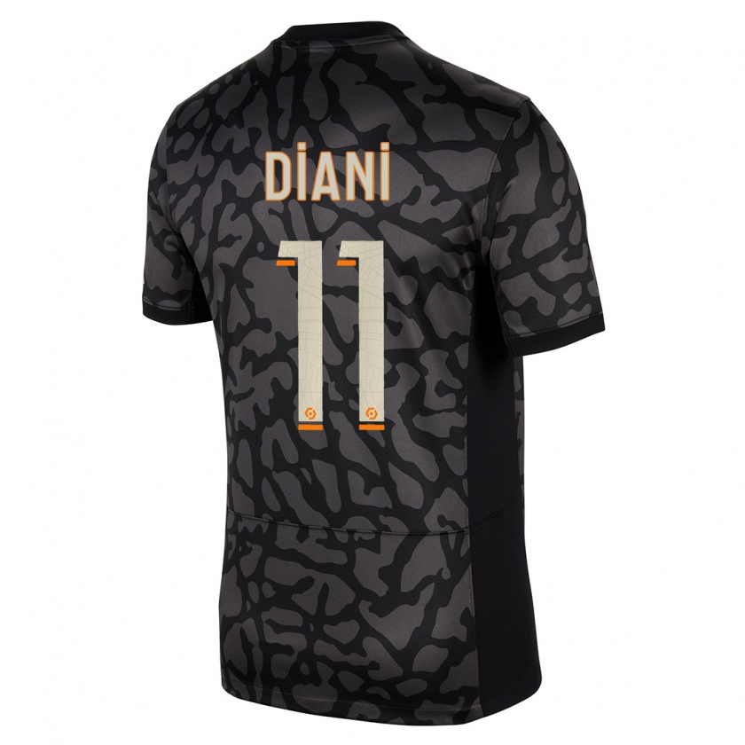 Kandiny Niño Camiseta Kadidiatou Diani #11 Negro Equipación Tercera 2023/24 La Camisa México