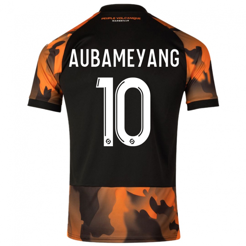 Kandiny Kinderen Pierre-Emerick Aubameyang #10 Zwart Oranje Thuisshirt Derde Tenue 2023/24 T-Shirt België