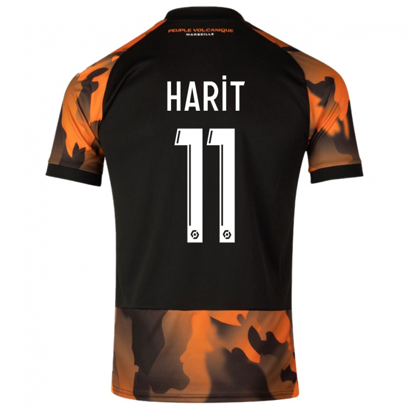 Kandiny Bambino Maglia Amine Harit #11 Nero Arancione Kit Gara Third 2023/24 Maglietta