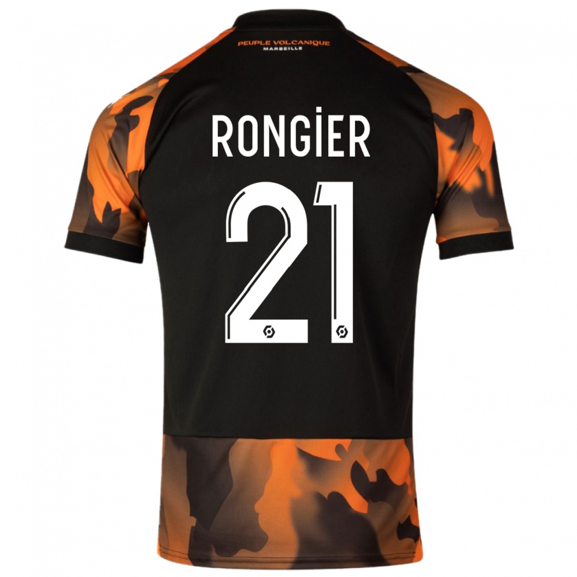 Kandiny Kinderen Valentin Rongier #21 Zwart Oranje Thuisshirt Derde Tenue 2023/24 T-Shirt België