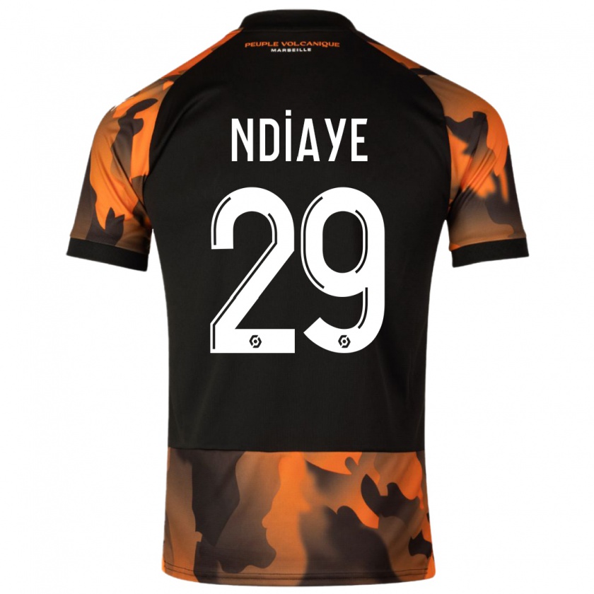 Kandiny Kinderen Iliman Ndiaye #29 Zwart Oranje Thuisshirt Derde Tenue 2023/24 T-Shirt