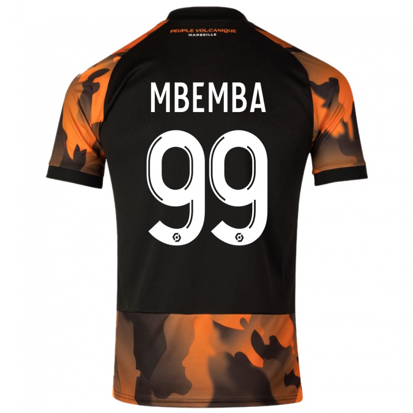 Kandiny Bambino Maglia Chancel Mbemba #99 Nero Arancione Kit Gara Third 2023/24 Maglietta