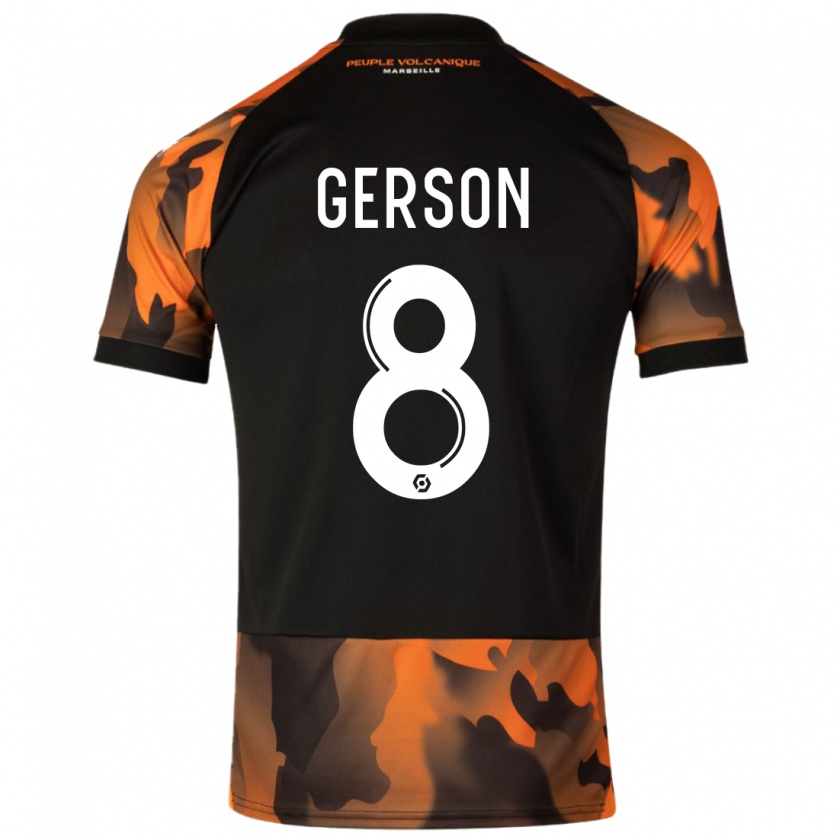 Kandiny Kinderen Gerson #8 Zwart Oranje Thuisshirt Derde Tenue 2023/24 T-Shirt