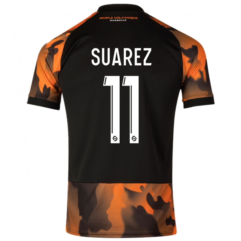 Kandiny Bambino Maglia Luis Suarez #11 Nero Arancione Kit Gara Third 2023/24 Maglietta