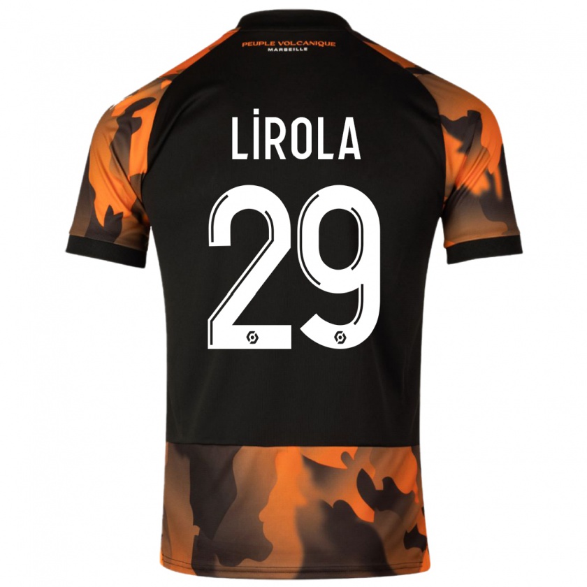 Kandiny Bambino Maglia Pol Lirola #29 Nero Arancione Kit Gara Third 2023/24 Maglietta