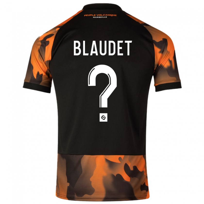 Kandiny Bambino Maglia David Blaudet #0 Nero Arancione Kit Gara Third 2023/24 Maglietta