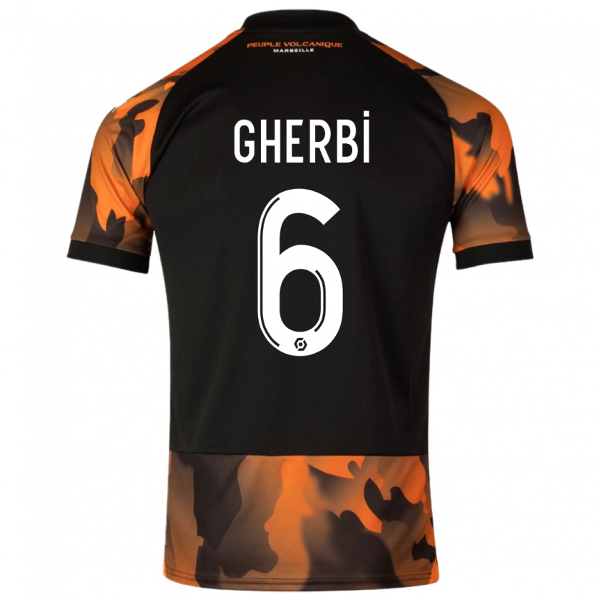 Kandiny Bambino Maglia Candice Gherbi #6 Nero Arancione Kit Gara Third 2023/24 Maglietta