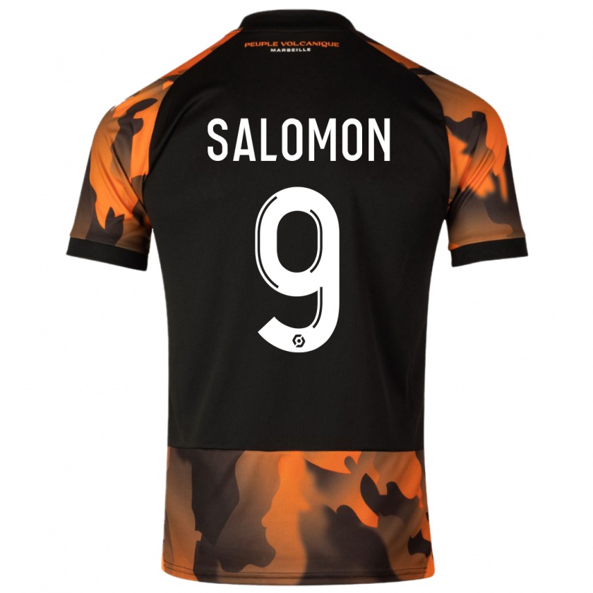 Kandiny Bambino Maglia Maeva Salomon #9 Nero Arancione Kit Gara Third 2023/24 Maglietta