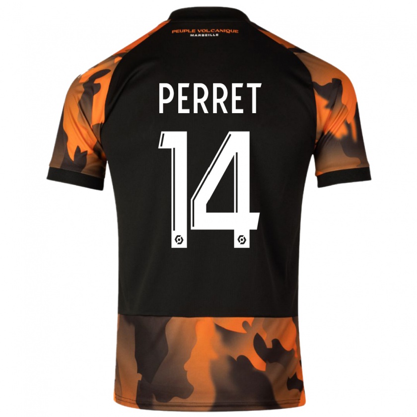 Kandiny Bambino Maglia Jenny Perret #14 Nero Arancione Kit Gara Third 2023/24 Maglietta