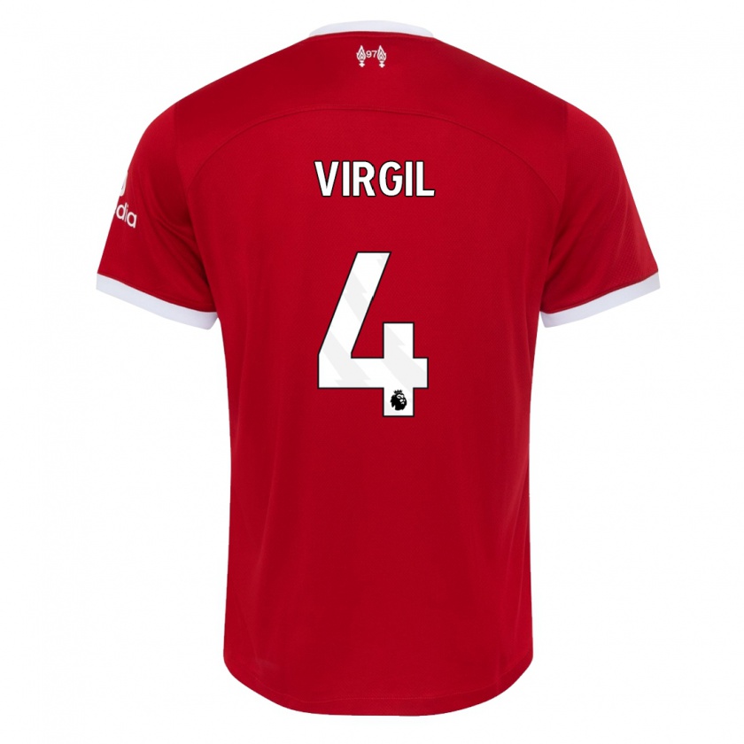 Kandiny Hombre Camiseta Virgil Van Dijk #4 Rojo 1ª Equipación 2023/24 La Camisa