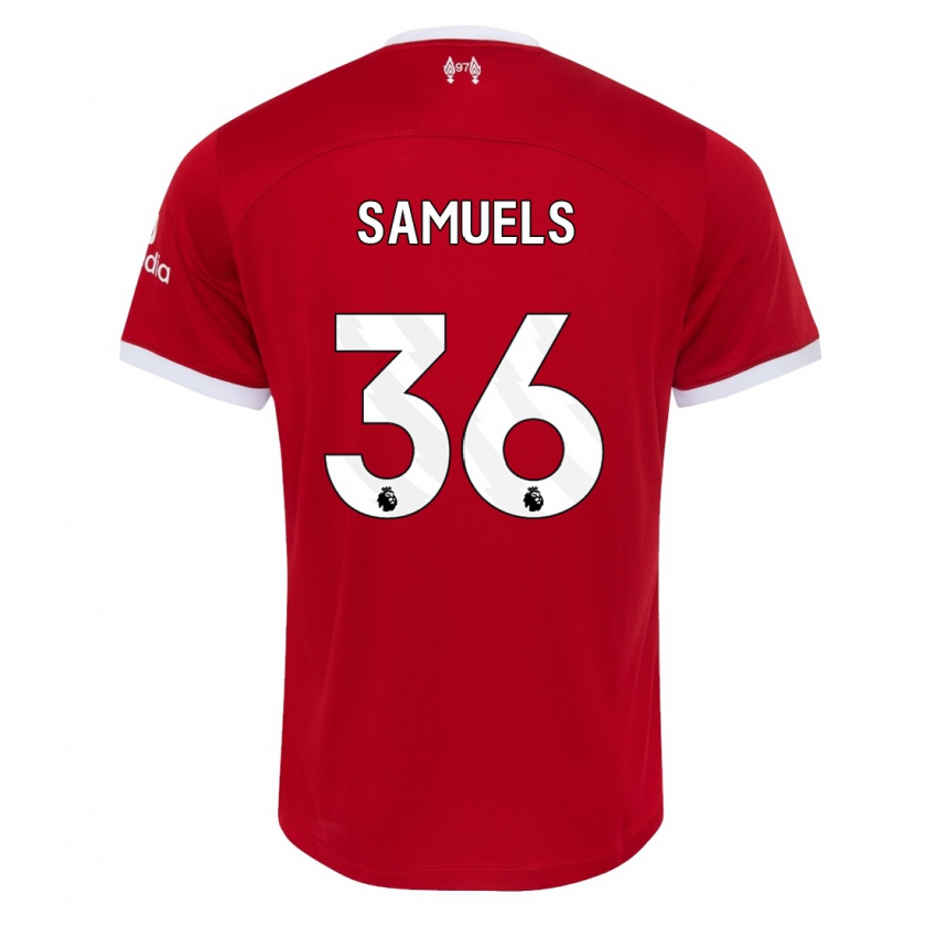 Kandiny Hombre Camiseta Kerron Samuels #36 Rojo 1ª Equipación 2023/24 La Camisa