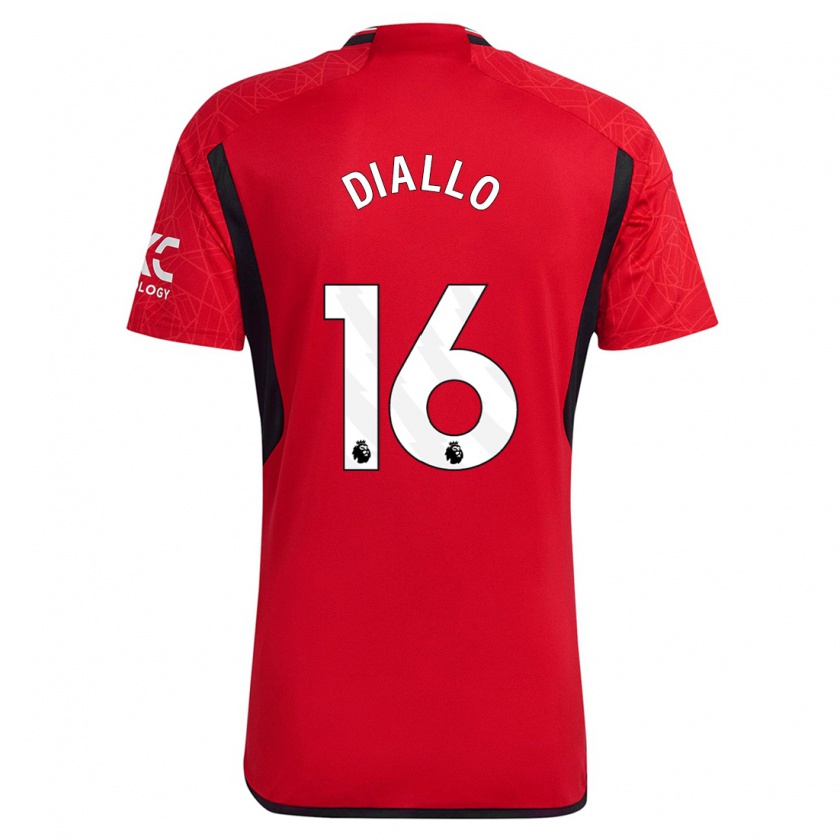 Kandiny Uomo Maglia Amad Diallo #16 Rosso Kit Gara Home 2023/24 Maglietta