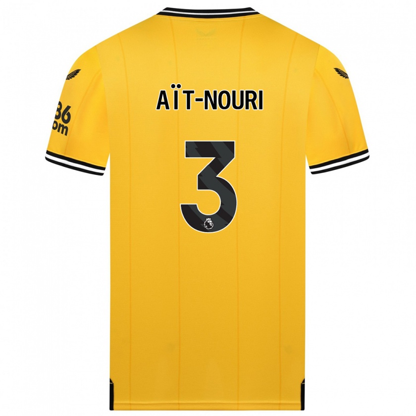 Kandiny Uomo Maglia Rayan Aït-Nouri #3 Giallo Kit Gara Home 2023/24 Maglietta