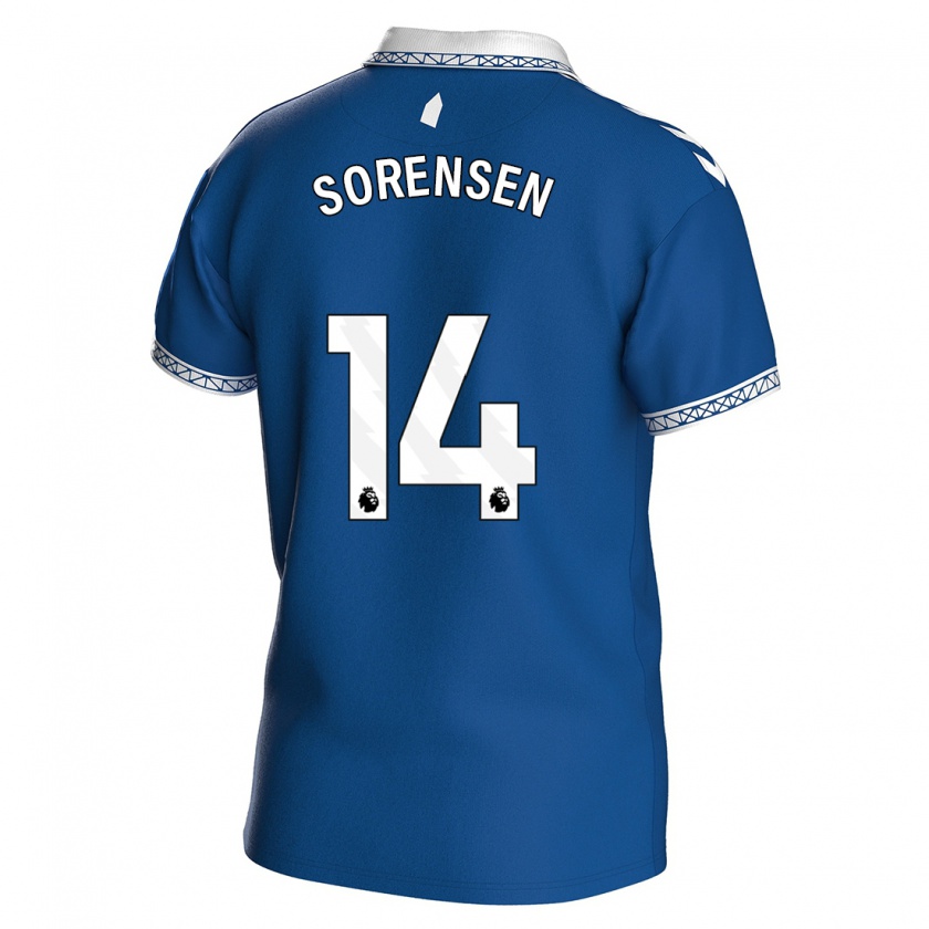 Kandiny Uomo Maglia Nicoline Sorensen #14 Blu Reale Kit Gara Home 2023/24 Maglietta