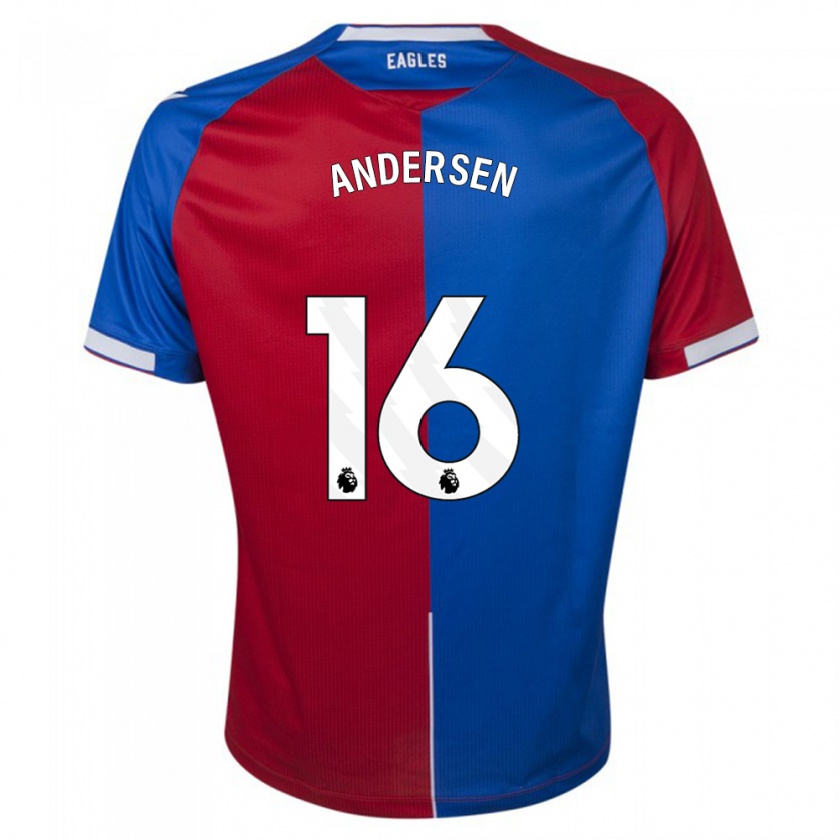 Kandiny Uomo Maglia Joachim Andersen #16 Rosso Blu Kit Gara Home 2023/24 Maglietta