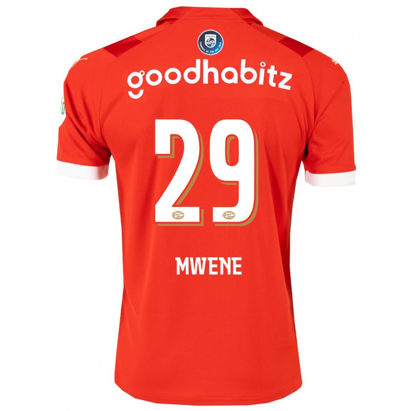 Kandiny Heren Phillipp Mwene #29 Rood Thuisshirt Thuistenue 2023/24 T-Shirt België