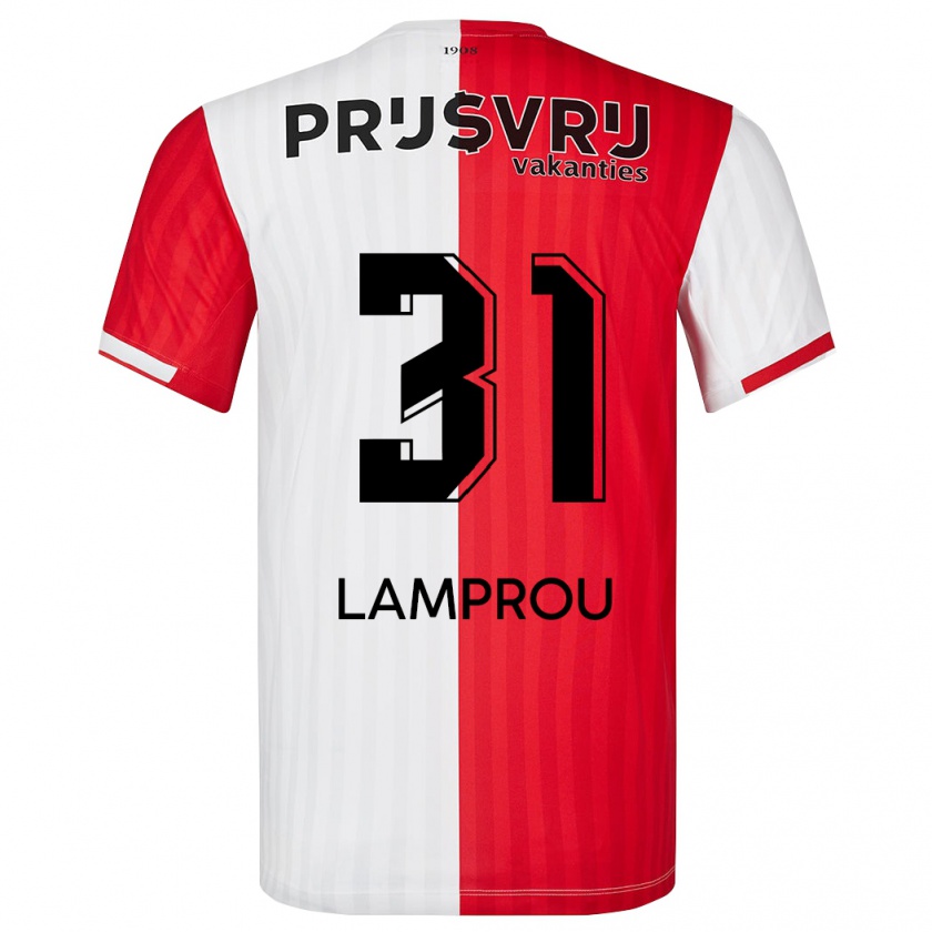 Kandiny Heren Kostas Lamprou #31 Rood Wit Thuisshirt Thuistenue 2023/24 T-Shirt België