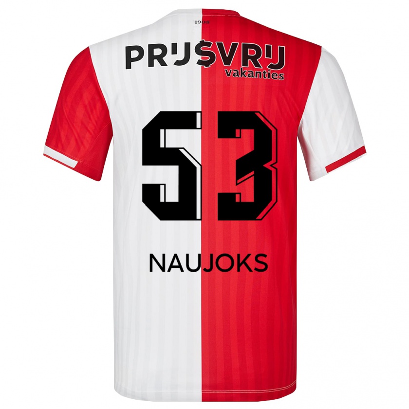 Kandiny Heren Noah Naujoks #53 Rood Wit Thuisshirt Thuistenue 2023/24 T-Shirt België