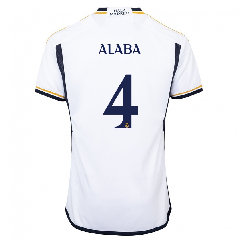 Kandiny Uomo Maglia David Alaba #4 Bianco Kit Gara Home 2023/24 Maglietta