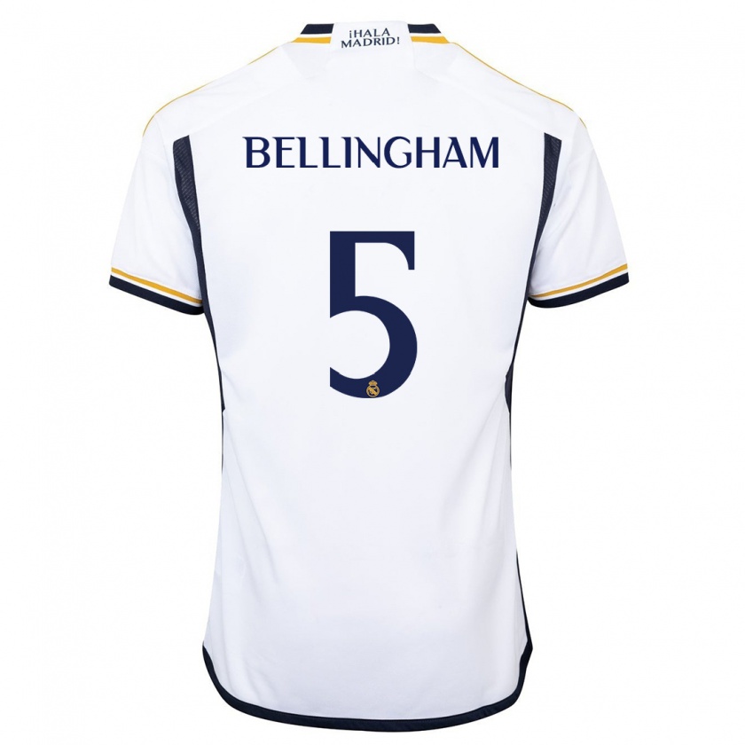 Kandiny Uomo Maglia Jude Bellingham #5 Bianco Kit Gara Home 2023/24 Maglietta