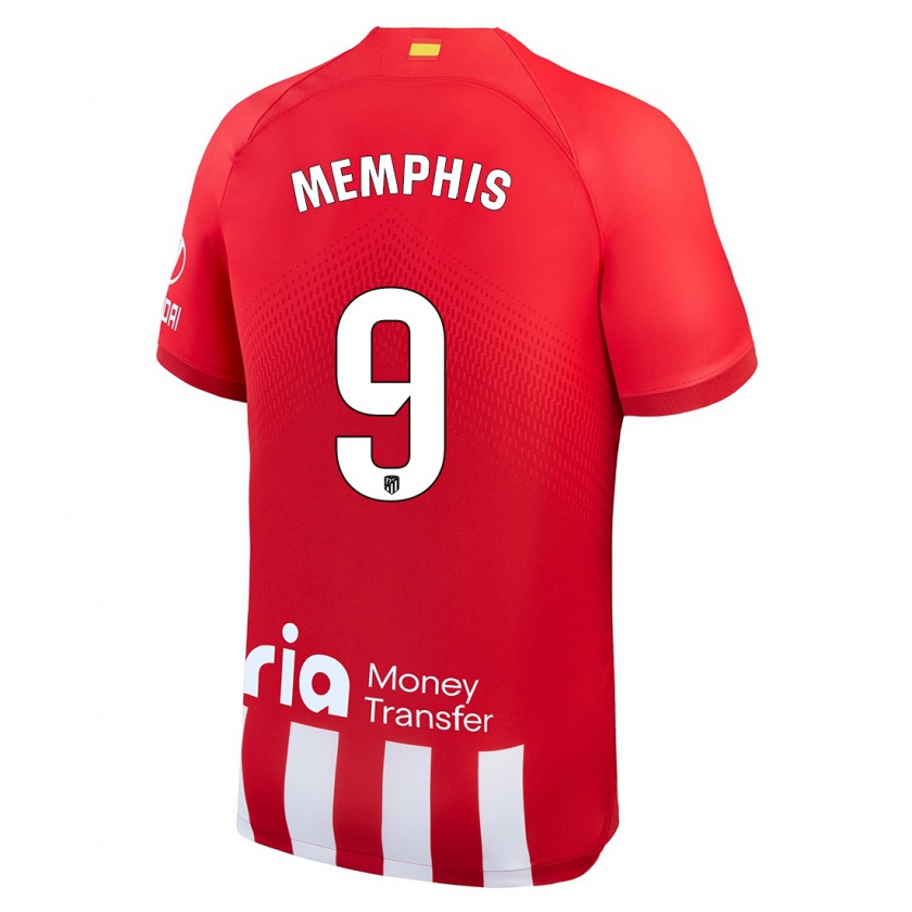 Kandiny Heren Memphis Depay #9 Rood Wit Thuisshirt Thuistenue 2023/24 T-Shirt België