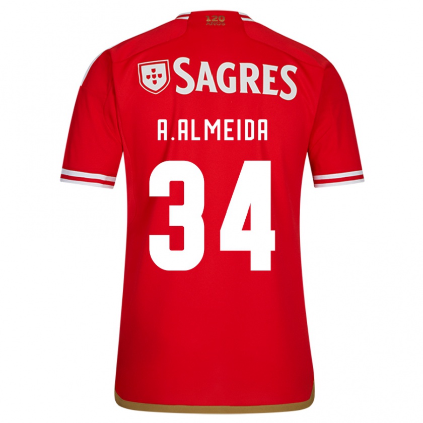 Kandiny Heren Andre Almeida #34 Rood Thuisshirt Thuistenue 2023/24 T-Shirt België