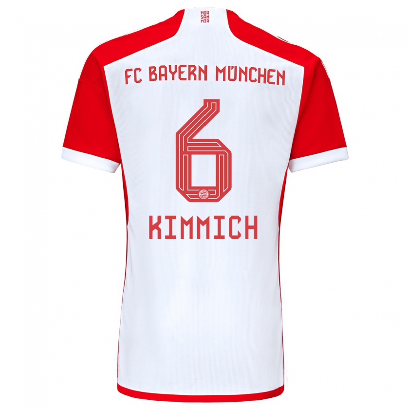 Kandiny Hombre Camiseta Joshua Kimmich #6 Rojo Blanco 1ª Equipación 2023/24 La Camisa