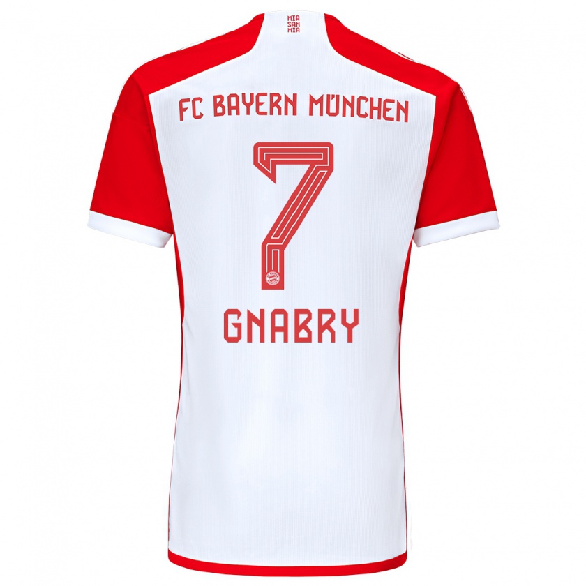 Kandiny Hombre Camiseta Serge Gnabry #7 Rojo Blanco 1ª Equipación 2023/24 La Camisa