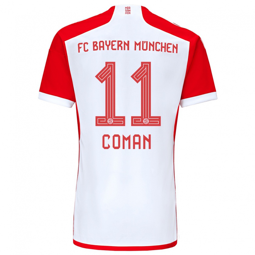 Kandiny Hombre Camiseta Kingsley Coman #11 Rojo Blanco 1ª Equipación 2023/24 La Camisa