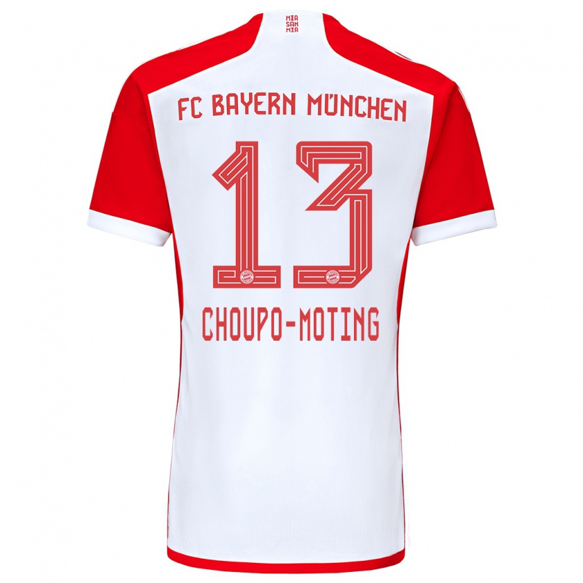 Kandiny Hombre Camiseta Eric Maxim Choupo-Moting #13 Rojo Blanco 1ª Equipación 2023/24 La Camisa