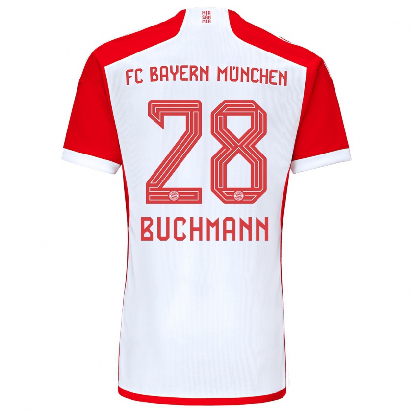 Kandiny Hombre Camiseta Tarek Buchmann #28 Rojo Blanco 1ª Equipación 2023/24 La Camisa