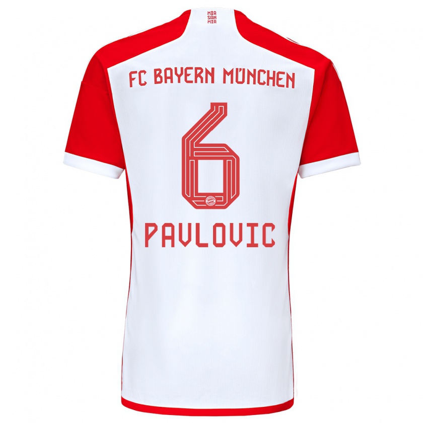 Kandiny Hombre Camiseta Aleksandar Pavlovic #6 Rojo Blanco 1ª Equipación 2023/24 La Camisa