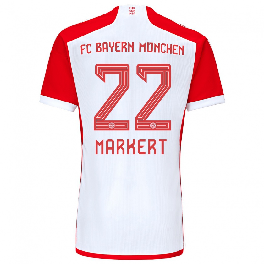 Kandiny Uomo Maglia Leon Markert #22 Rosso Bianco Kit Gara Home 2023/24 Maglietta