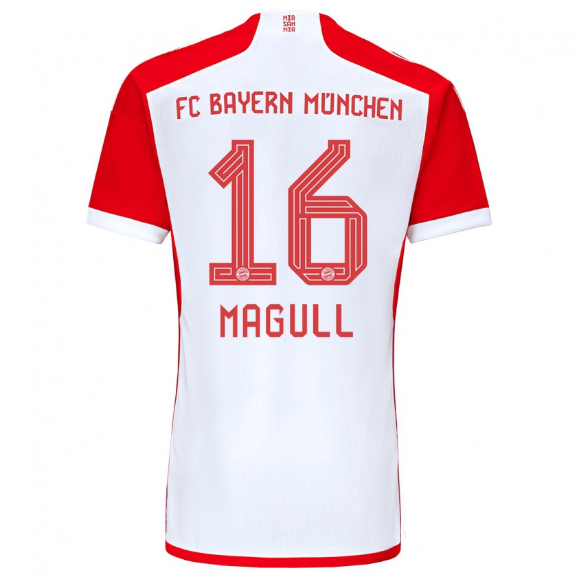 Kandiny Hombre Camiseta Lina Magull #16 Rojo Blanco 1ª Equipación 2023/24 La Camisa