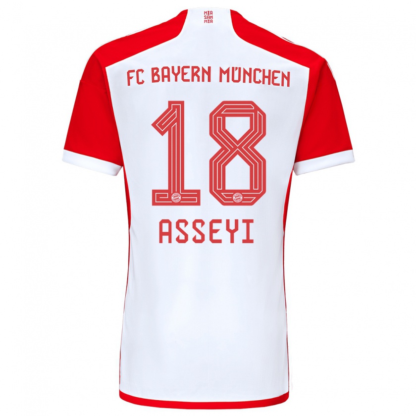 Kandiny Hombre Camiseta Viviane Asseyi #18 Rojo Blanco 1ª Equipación 2023/24 La Camisa