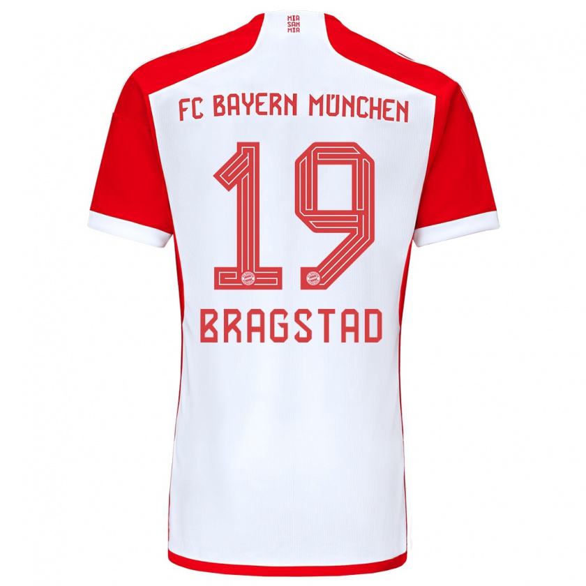 Kandiny Uomo Maglia Emilie Bragstad #19 Rosso Bianco Kit Gara Home 2023/24 Maglietta