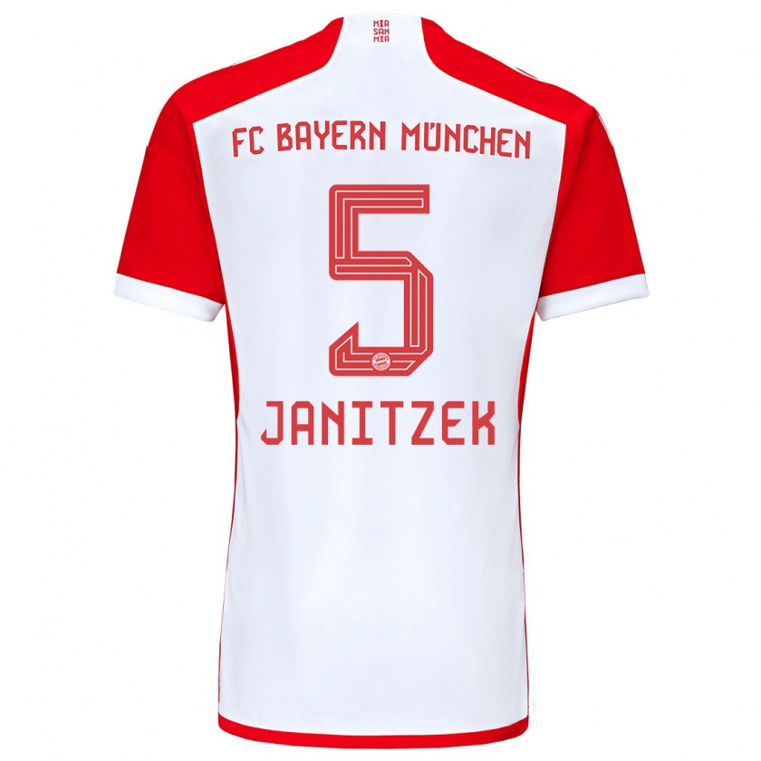 Kandiny Hombre Camiseta Justin Janitzek #5 Rojo Blanco 1ª Equipación 2023/24 La Camisa