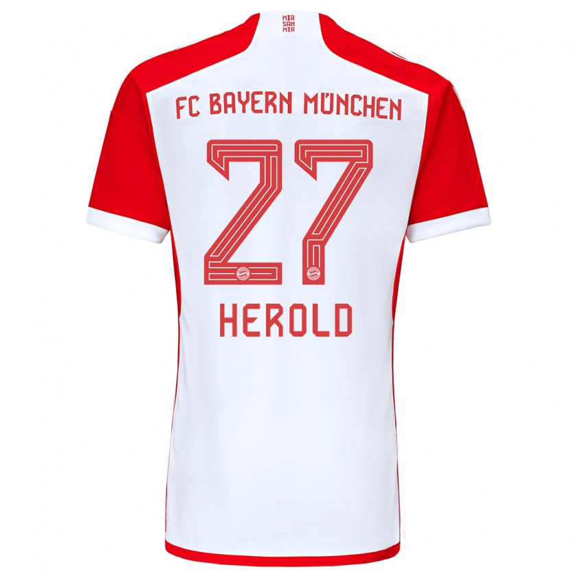 Kandiny Hombre Camiseta David Herold #27 Rojo Blanco 1ª Equipación 2023/24 La Camisa