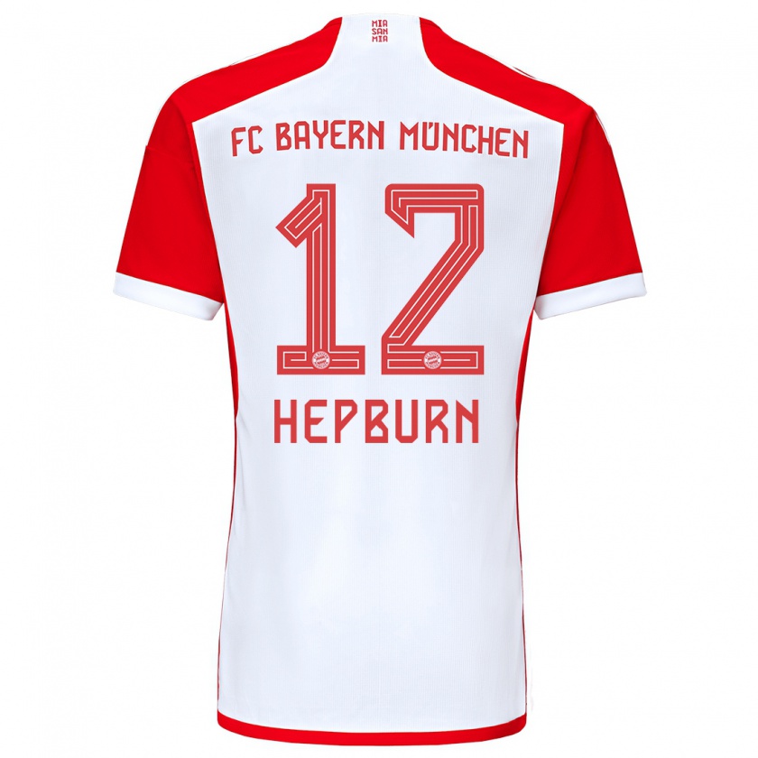 Kandiny Hombre Camiseta Barry Hepburn #12 Rojo Blanco 1ª Equipación 2023/24 La Camisa