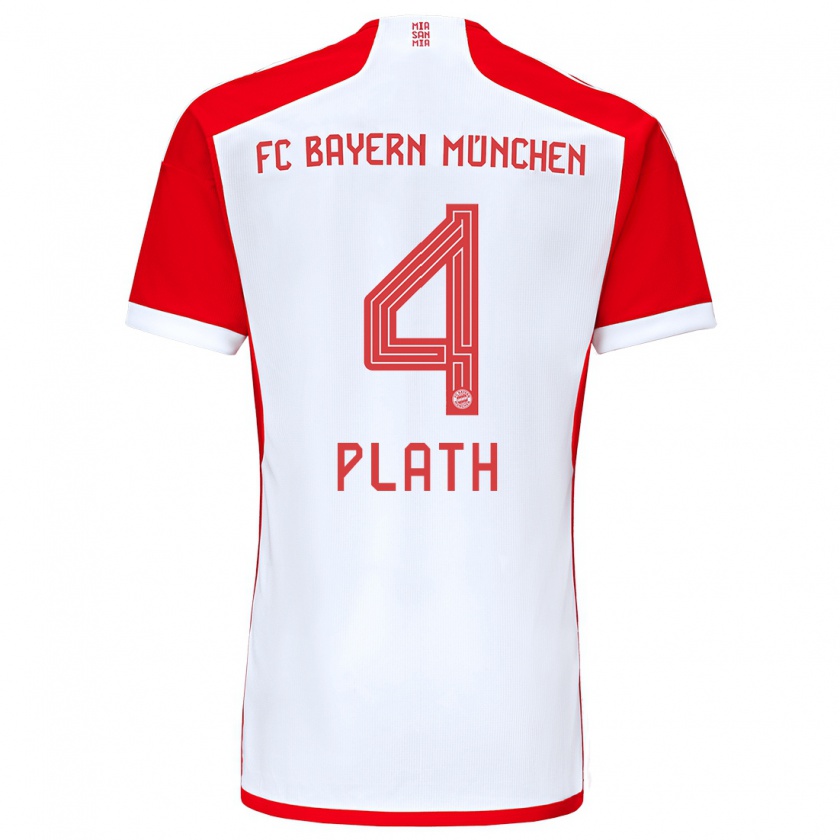 Kandiny Hombre Camiseta Max Plath #4 Rojo Blanco 1ª Equipación 2023/24 La Camisa