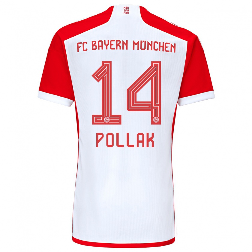 Kandiny Uomo Maglia Florian Pollak #14 Rosso Bianco Kit Gara Home 2023/24 Maglietta